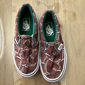Vans Kids Slip-On Shoes - Brown Football Print